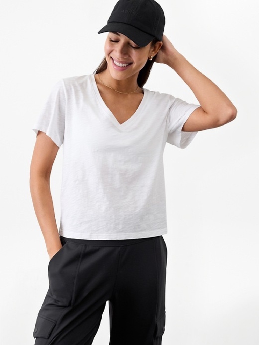 Athleta Essential V-neck Tee in white